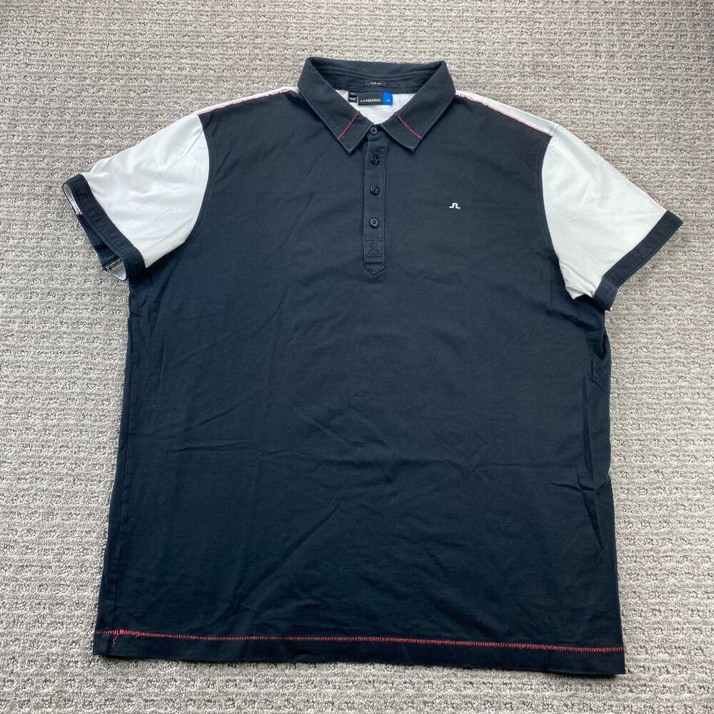 J. LINDEBERG Golf Shirt Men XXL Black White Slim Fit Casuual Polo Activewear